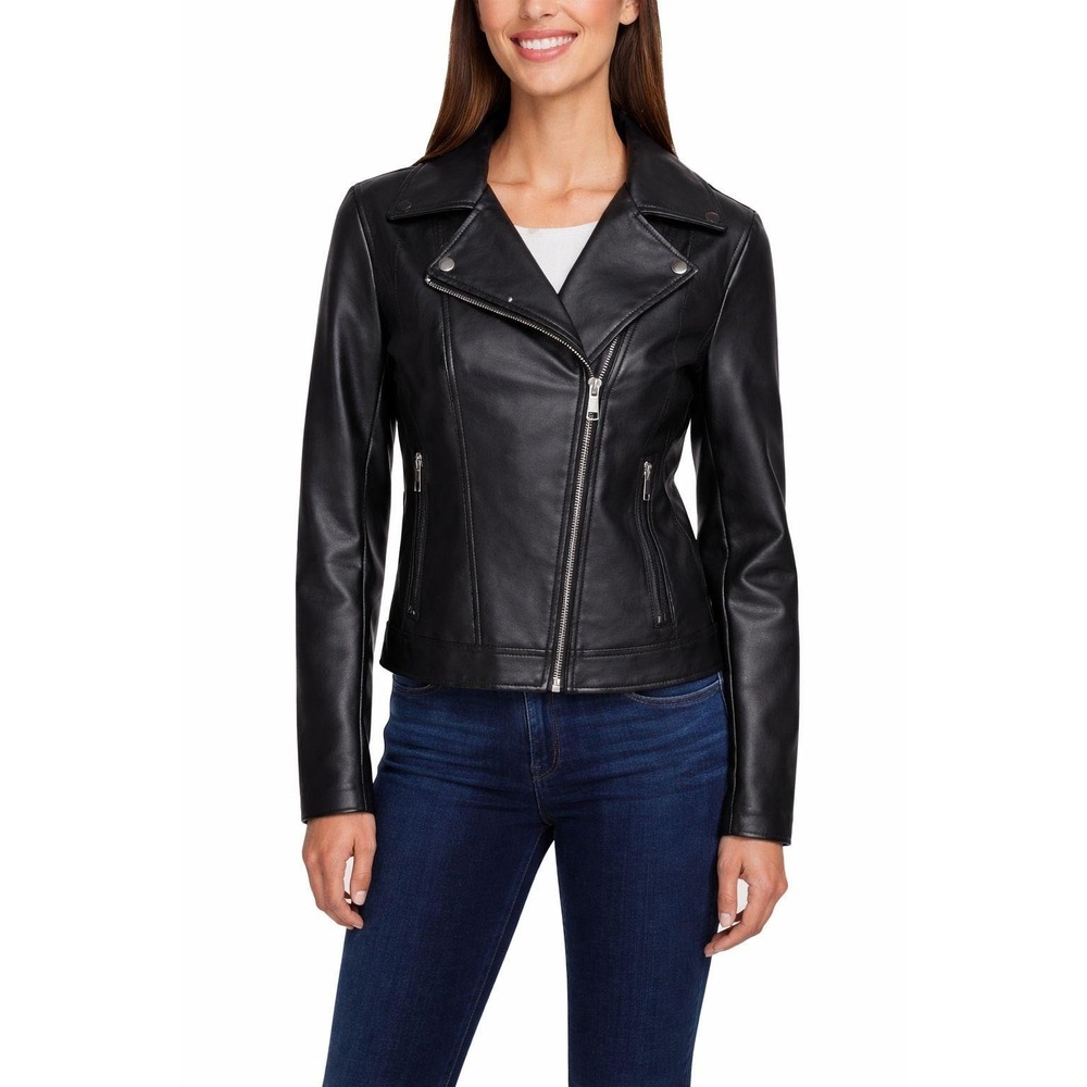 Kenneth Cole Faux Leather Moto Jacket – Women's Size Large – Brand New with Tags